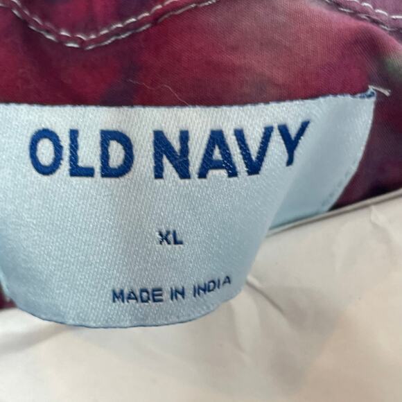 handmade tie dyed men's short sleeve camp shirt purple blue maroon star sunburst - Picture 9 of 9